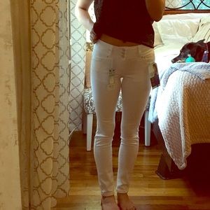 FashionNova wax white jeans